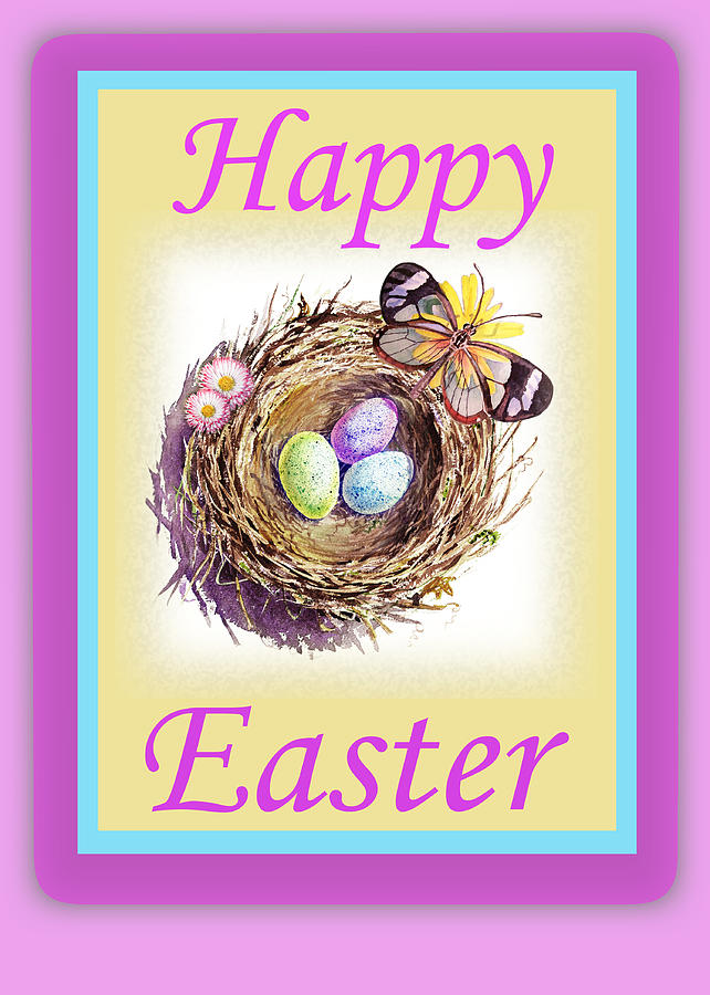 Easter Painting - Happy Easter Happy Nest by Irina Sztukowski