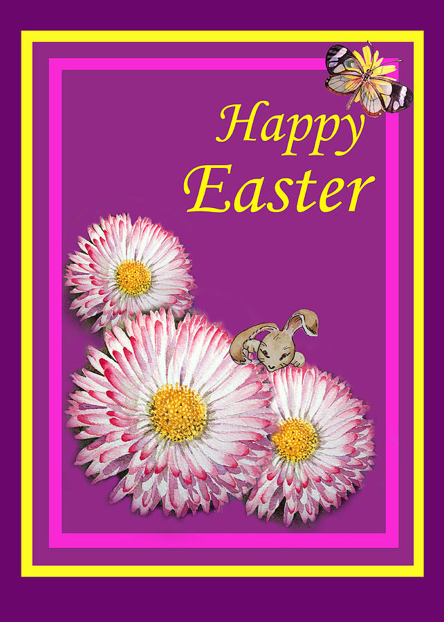 Easter Painting - Happy Easter Hiding Bunny by Irina Sztukowski