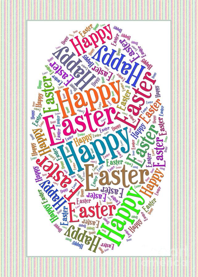 Easter Digital Art - Happy Easter Word Collage by JH Designs