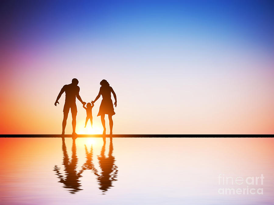Happy family together parents and their child at sunset Photograph by Michal Bednarek
