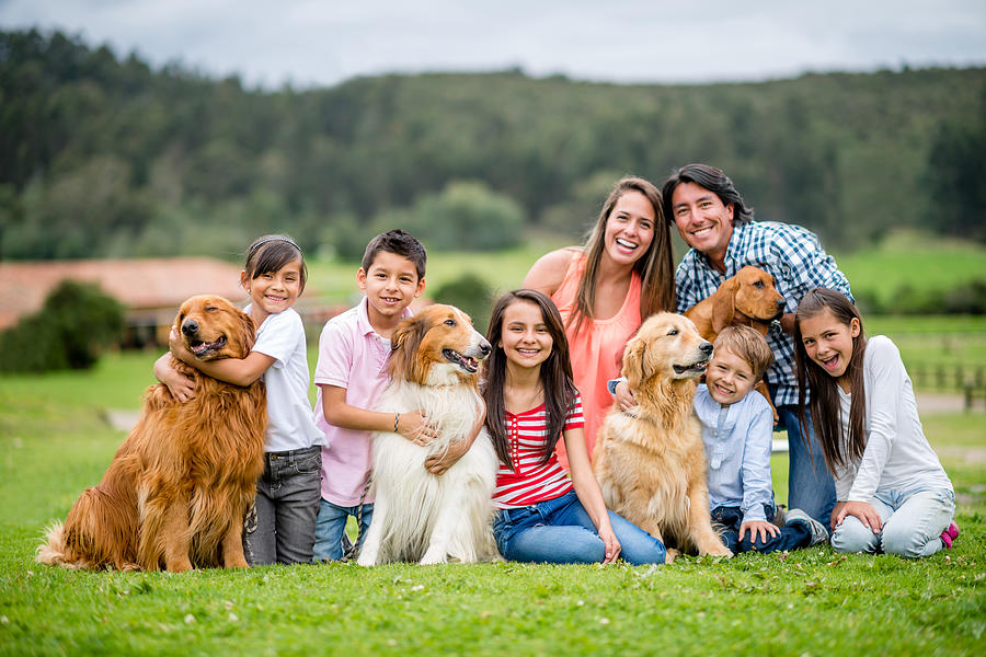 Happy family with dogs Photograph by Andresr