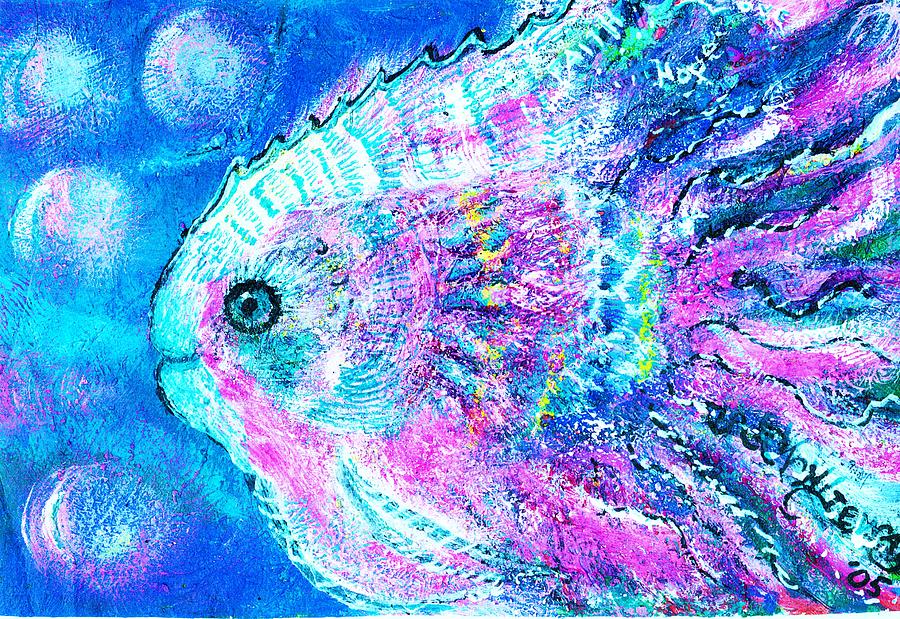 Fish Painting - Happy Fish with Pinks and Blues by Anne-Elizabeth Whiteway