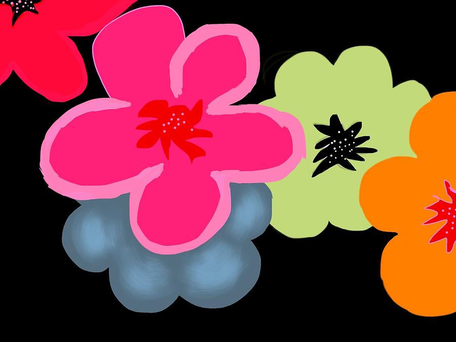 Happy Flowers Pink Digital Art by Christine Fournier