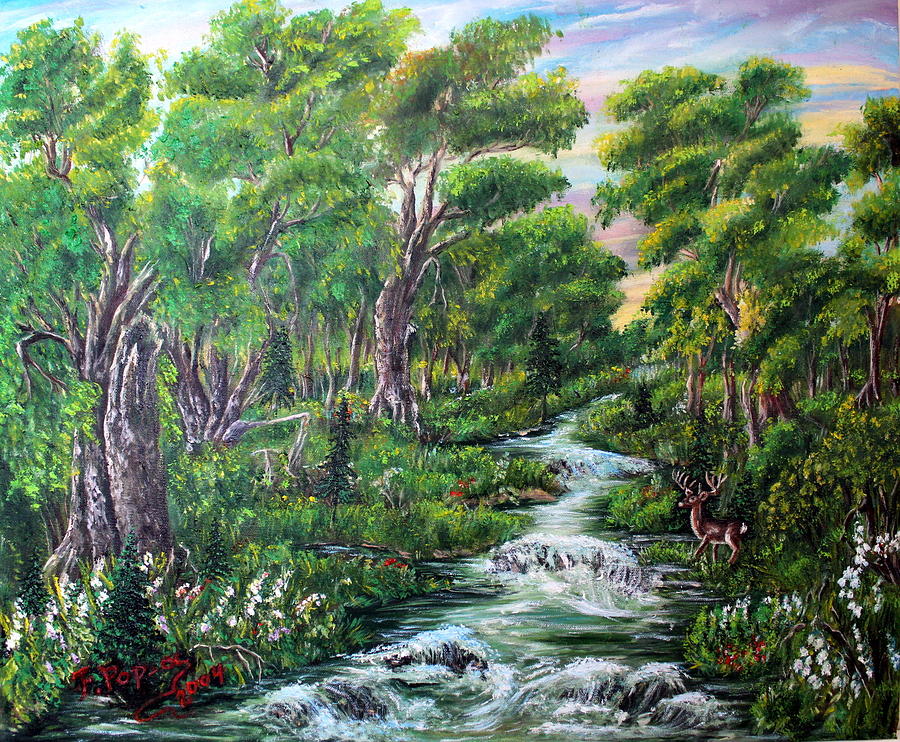 Happy Forest Painting by Florentina Popa