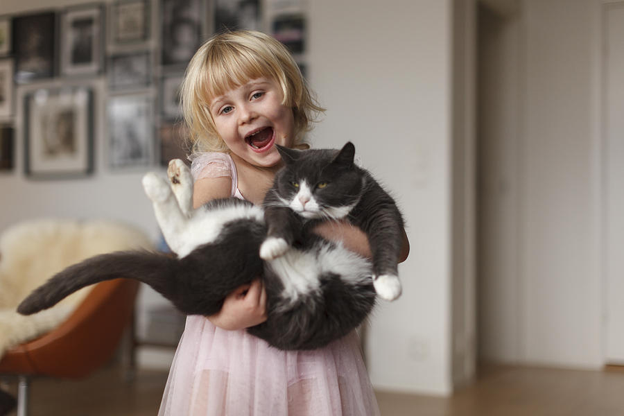 Happy girl with cat Photograph by Anders Andersson