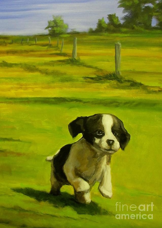 Dog Painting - Happy go Lucky by John Malone