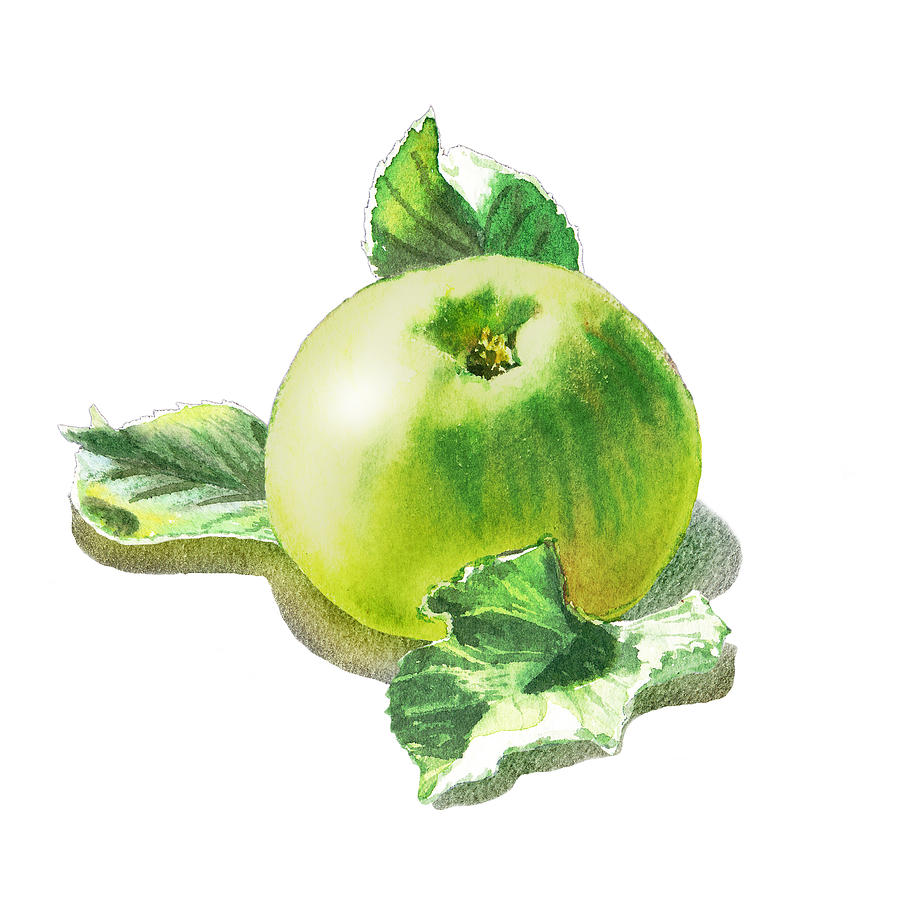 Happy Green Apple Painting by Irina Sztukowski