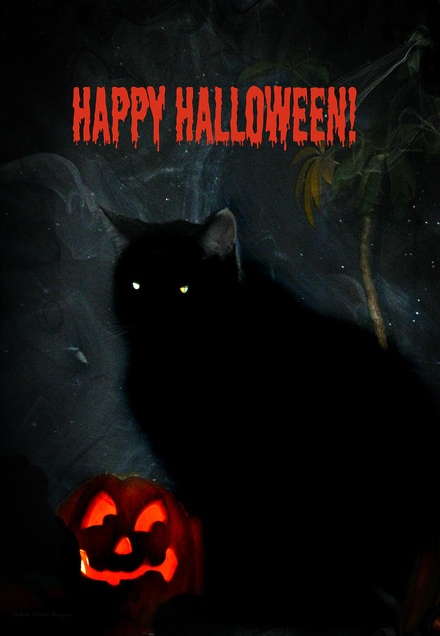 Halloween Photograph - Happy Halloween Black Cat by Michelle Frizzell-Thompson