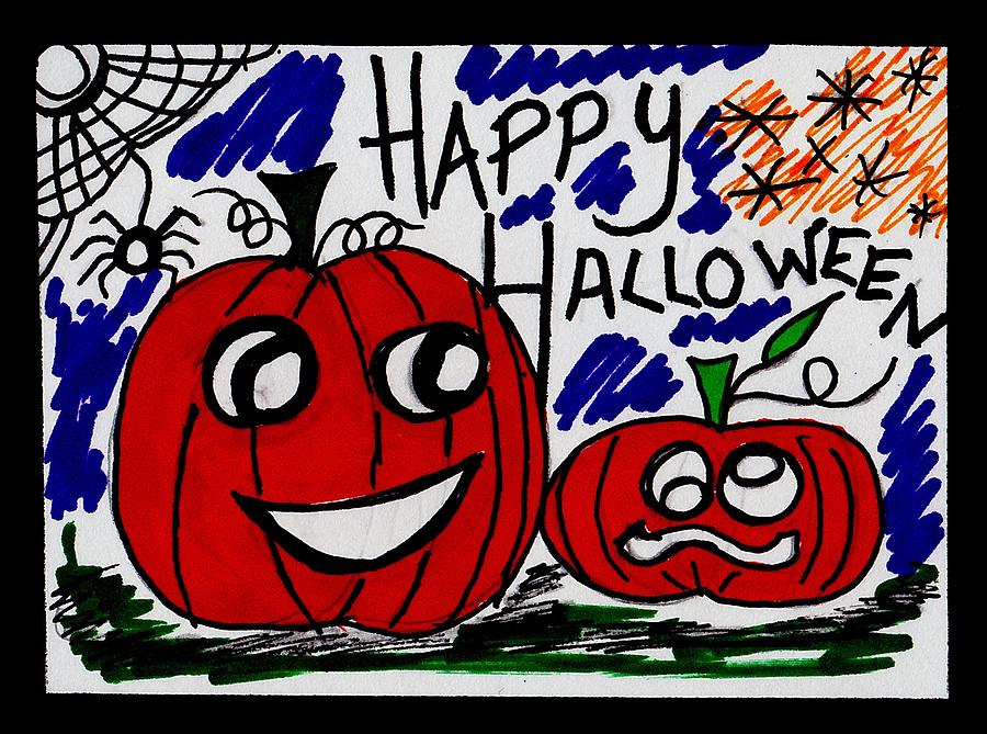 Happy Halloween Drawing by Carrie Stewart Fine Art America