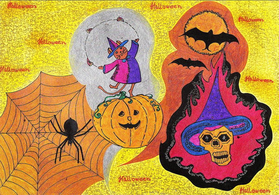 Happy Halloween Mouse Painting by Alex Art Ireland - Fine Art America