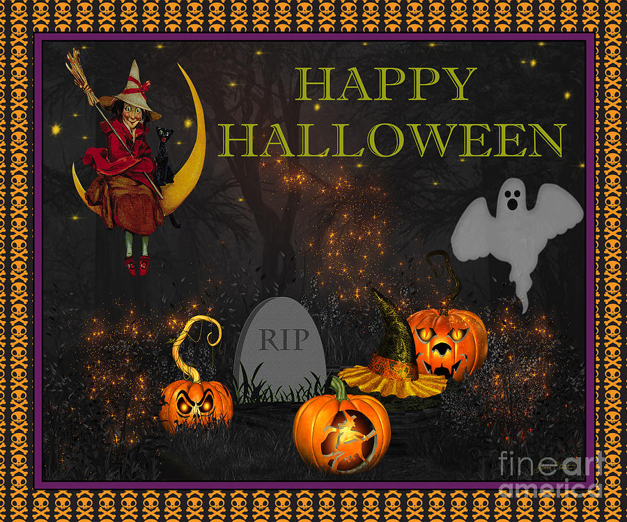 Happy Halloween-RIP Digital Art by Jean Plout