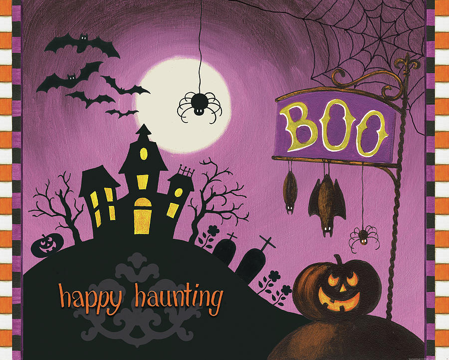 Fall Painting - Happy Haunting Boo by Lisa Audit