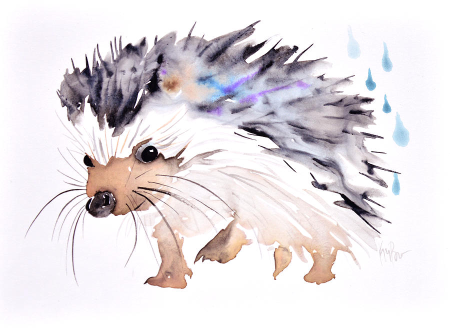 Hedgehog Painting - Happy hedgehog by Krista Bros