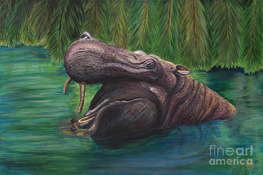 Happy Hippo Painting by Patty Vicknair