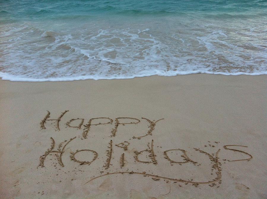 Happy Holidays Beach Messages Photograph by Angela Bushman