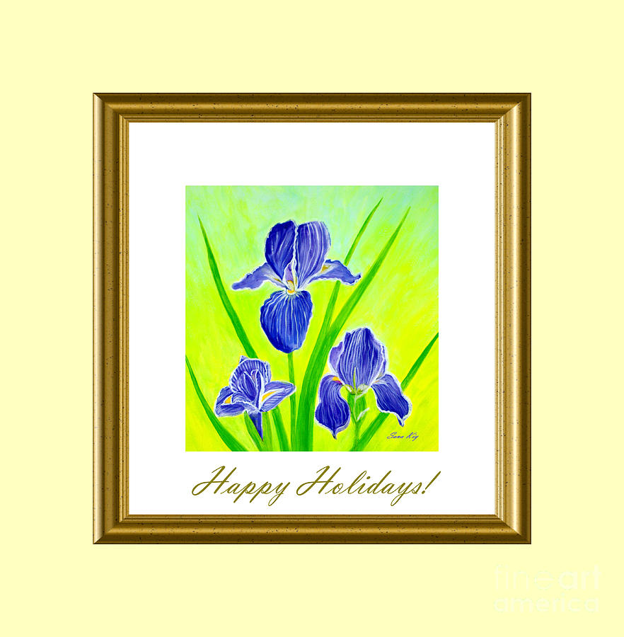Happy Holidays. Beautiful IrisFlowers Digital Art by Oksana Semenchenko
