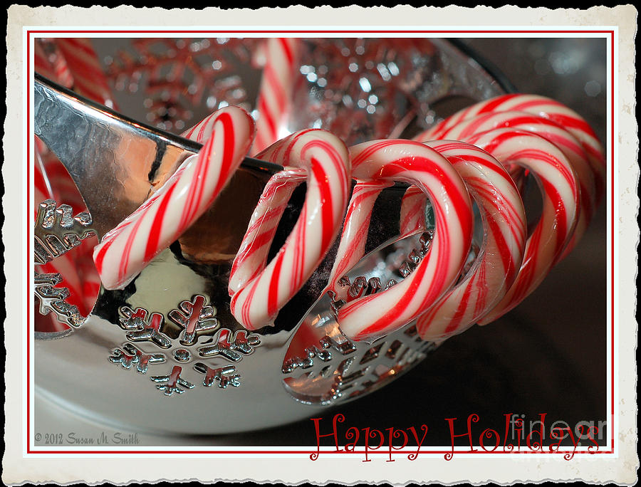 Christmas Photograph - Happy Holidays Candy Canes by Susan Smith