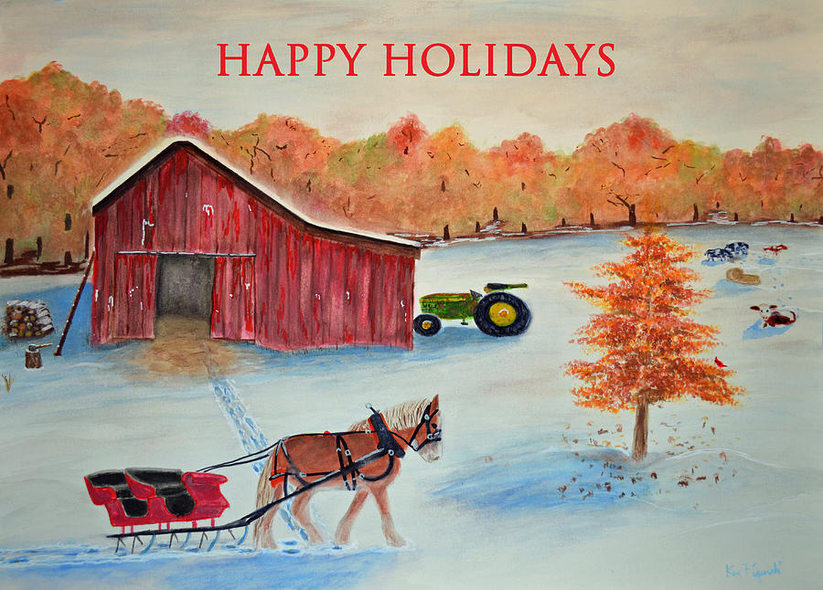 Happy Holidays Card Painting by Ken Figurski