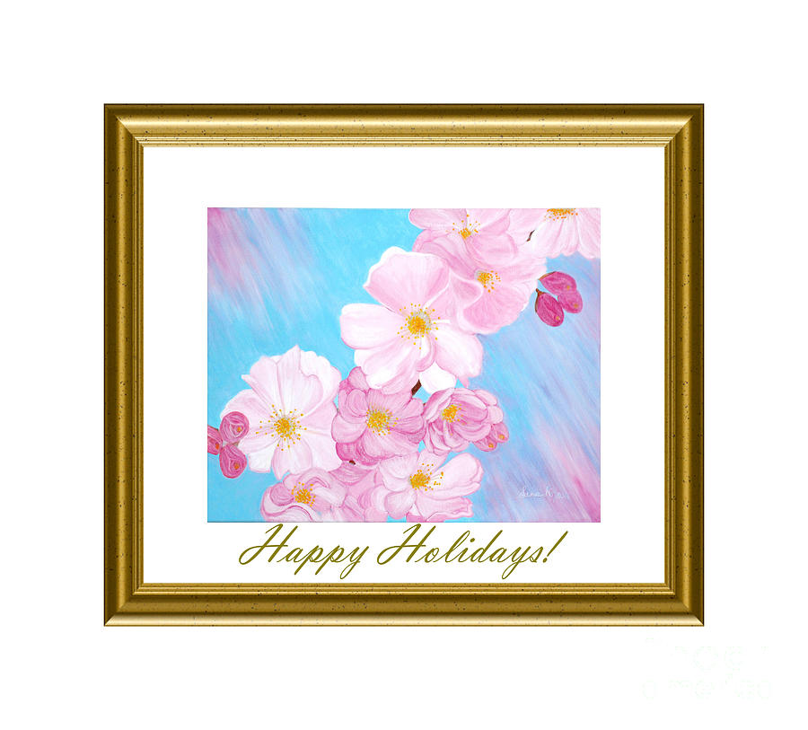Happy Holidays. Cherry Blossom Digital Art by Oksana Semenchenko