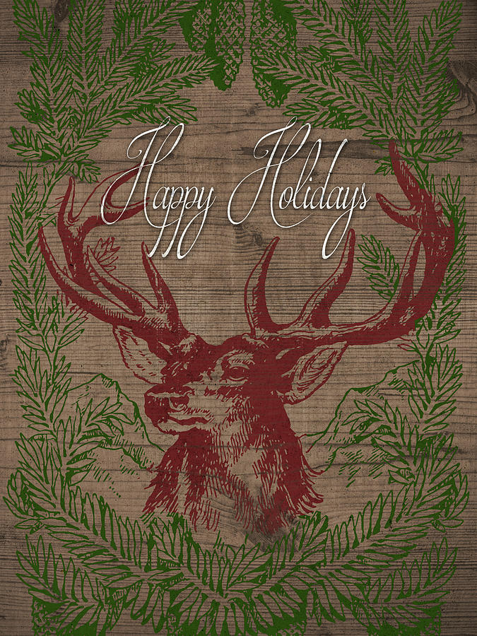 Holiday Digital Art - Happy Holidays Deer by South Social Studio
