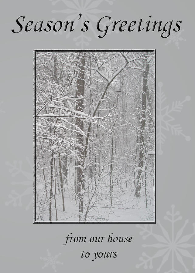Happy Holidays From Our House To Yours Greeting - Snowy Woods Photograph by Carol Senske