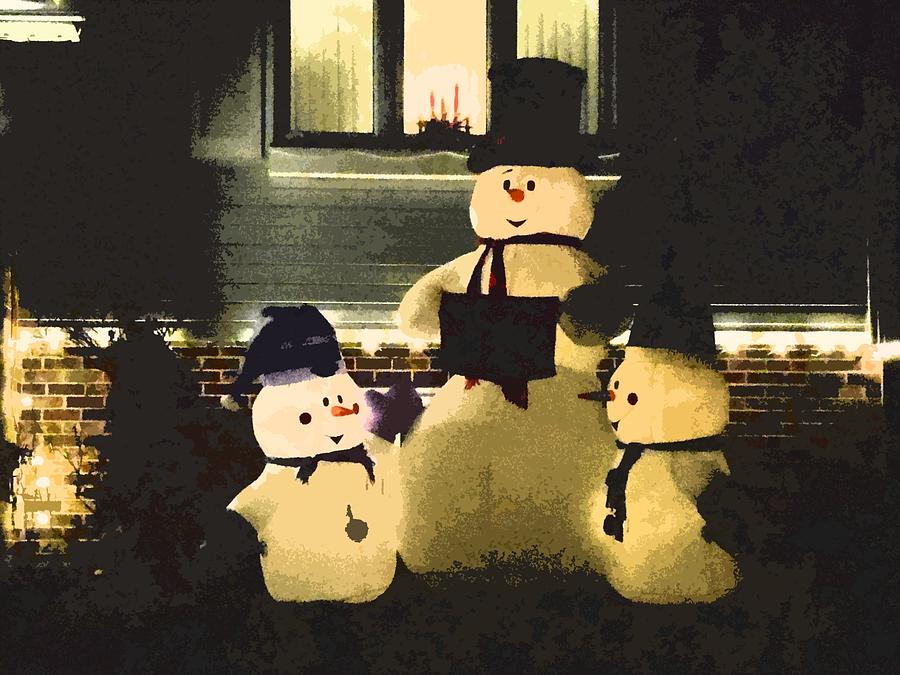 Happy Holidays From Snowmen Photograph by Zinvolle Art