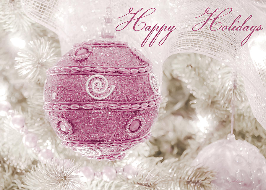 Holiday Photograph - Happy Holidays in Pink and White by Julie Palencia