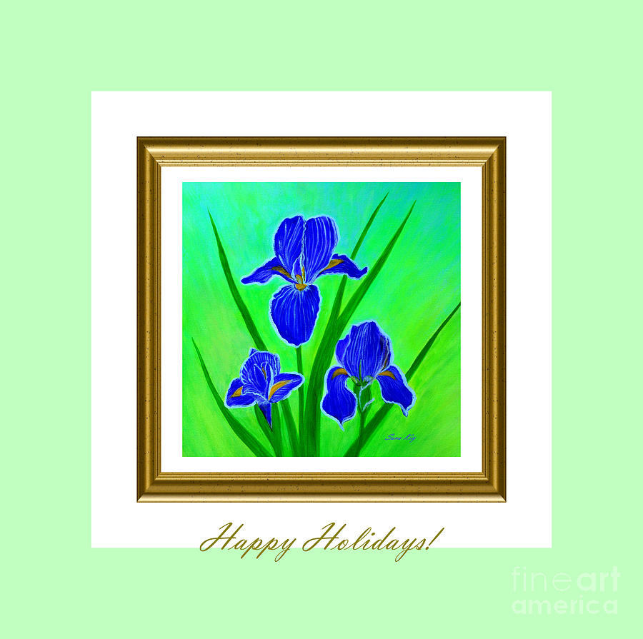 Happy Holidays. Iris Flowers Digital Art by Oksana Semenchenko