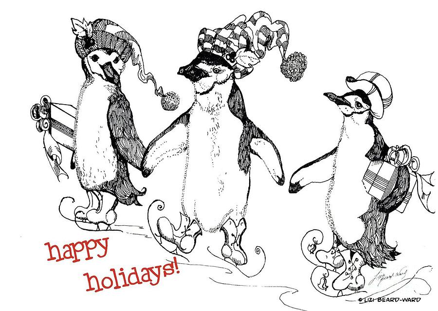 Happy Holidays Drawing by Lizi Beard-Ward