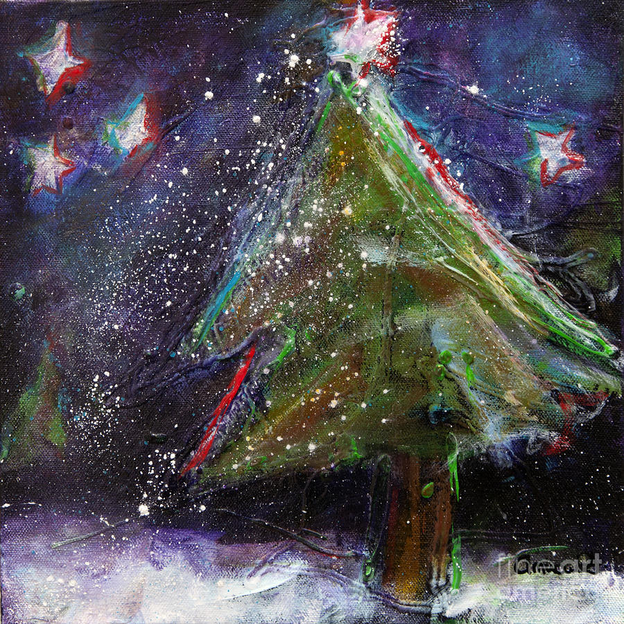 Happy Holidays Red and Blue Wishing Stars Painting by Johane Amirault ...