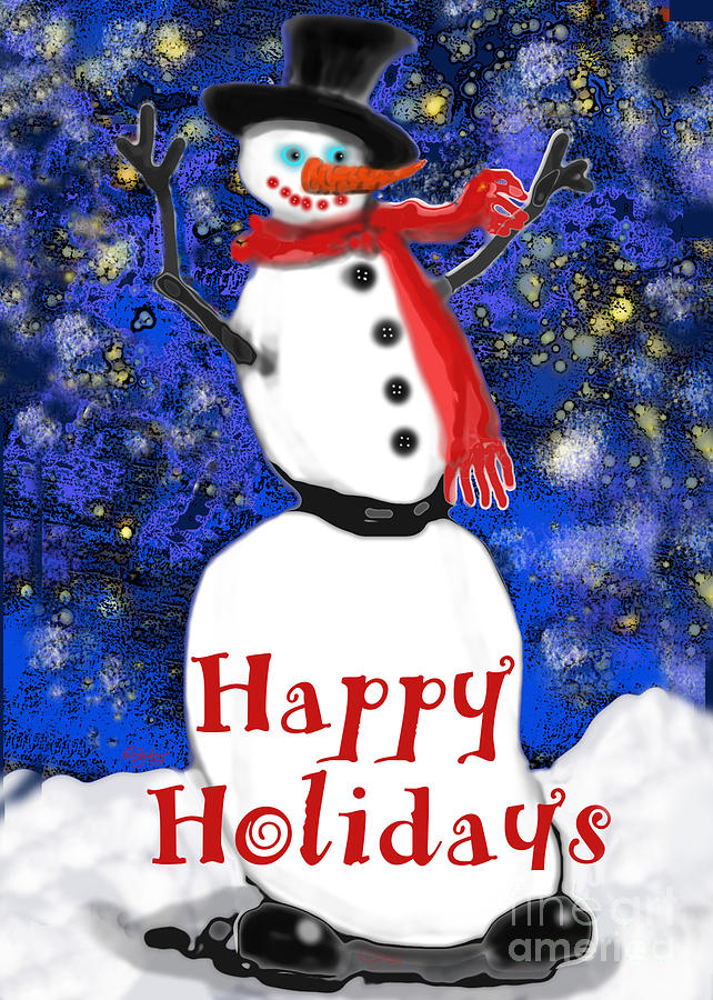 Happy Holidays Snowman Digital Art by Carol Jacobs