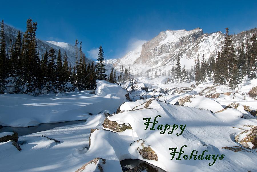 Happy Holidays Snowy Mountain Scene Photograph by Cascade Colors
