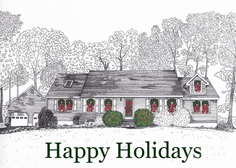 Happy Holidays Two Drawing by Michelle Welles