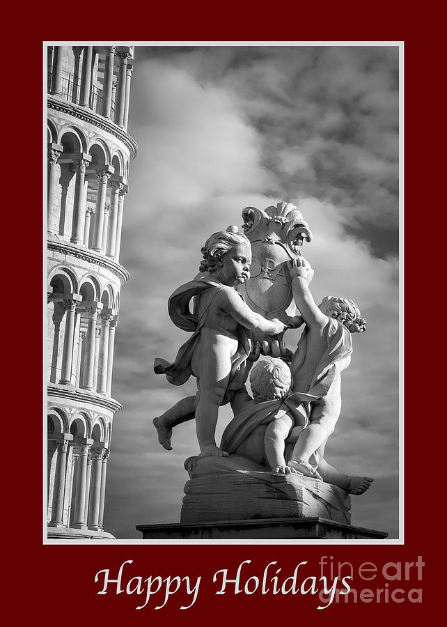 Holiday Photograph - Happy Holidays with Fountain of Angels by Prints of Italy