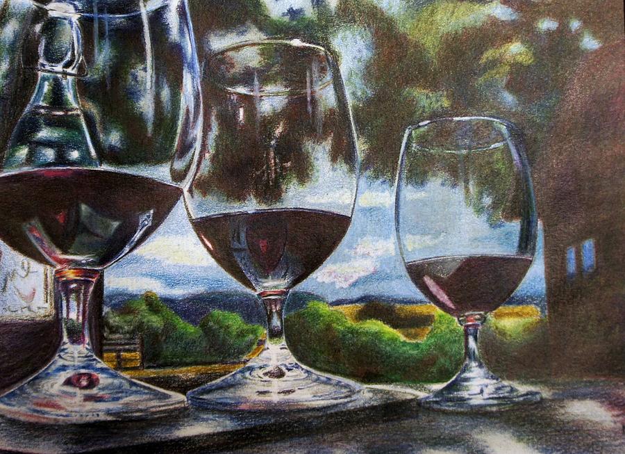Wine Painting - Happy Hour by Mary Jo Jung