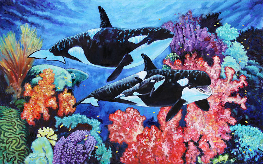 Happy Life of a Killer Whale Painting by John Lautermilch