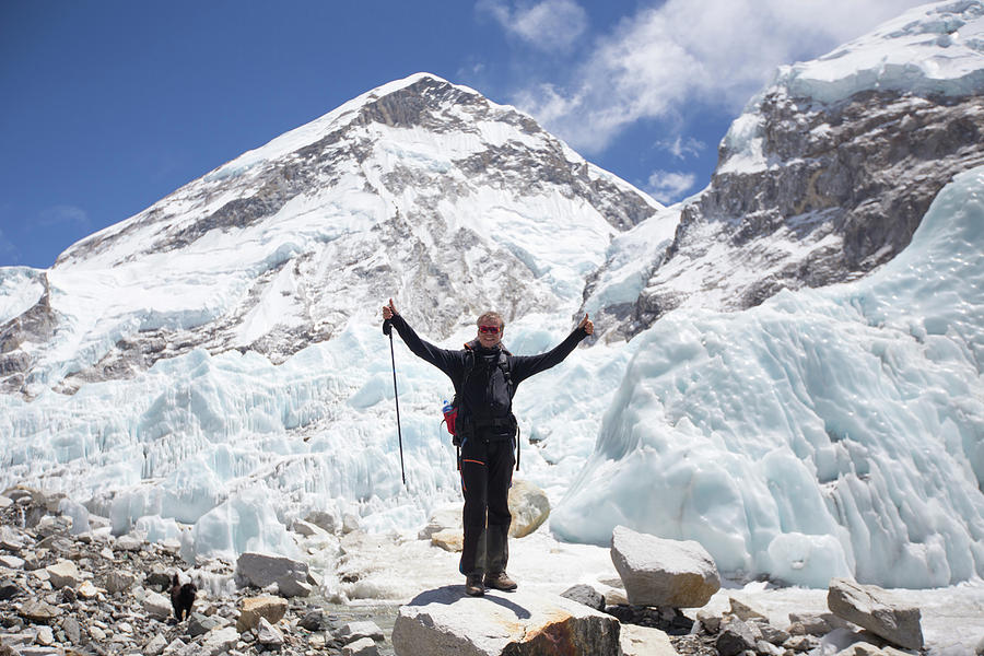 Happy Male Hiker With His Hands In Air Photograph by Menno Boermans ...