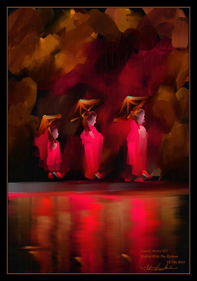 Happy Mothers Day -  Walkin With The Rythem Of The Rain - Family Series #11 Painting by Steven Lebron Langston