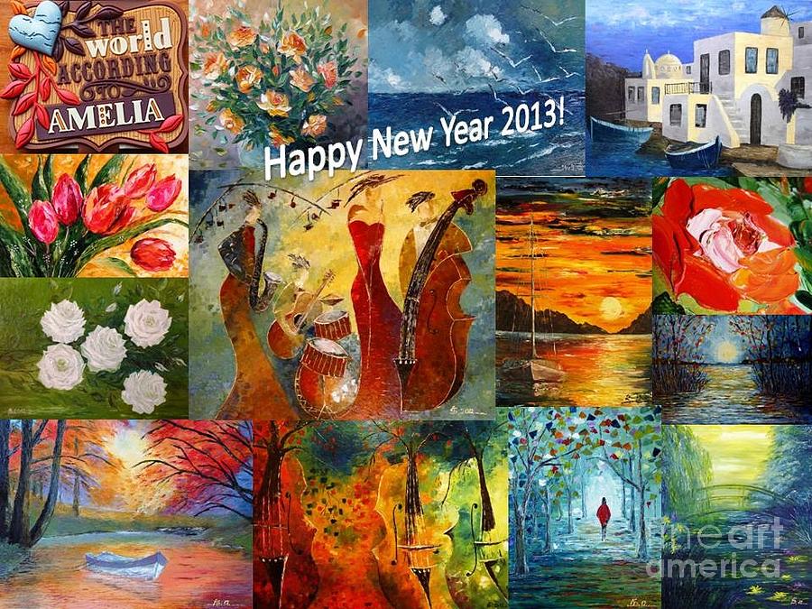 2013 Mixed Media - Happy New Year 2013 by Amalia Suruceanu