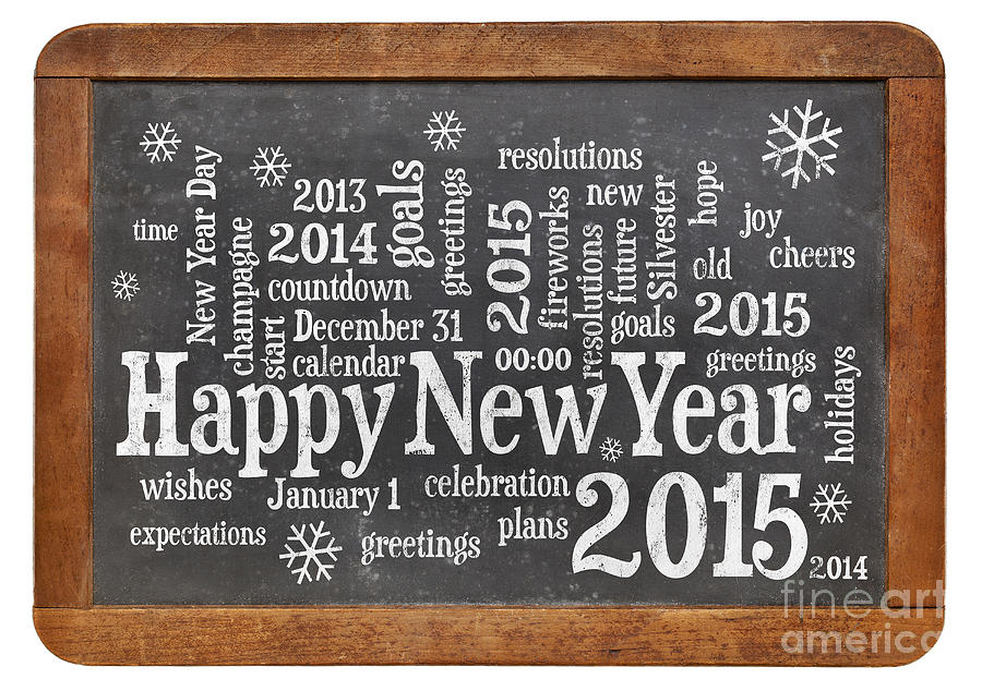 Happy New Year 2015 on blackboard Photograph by Marek Uliasz