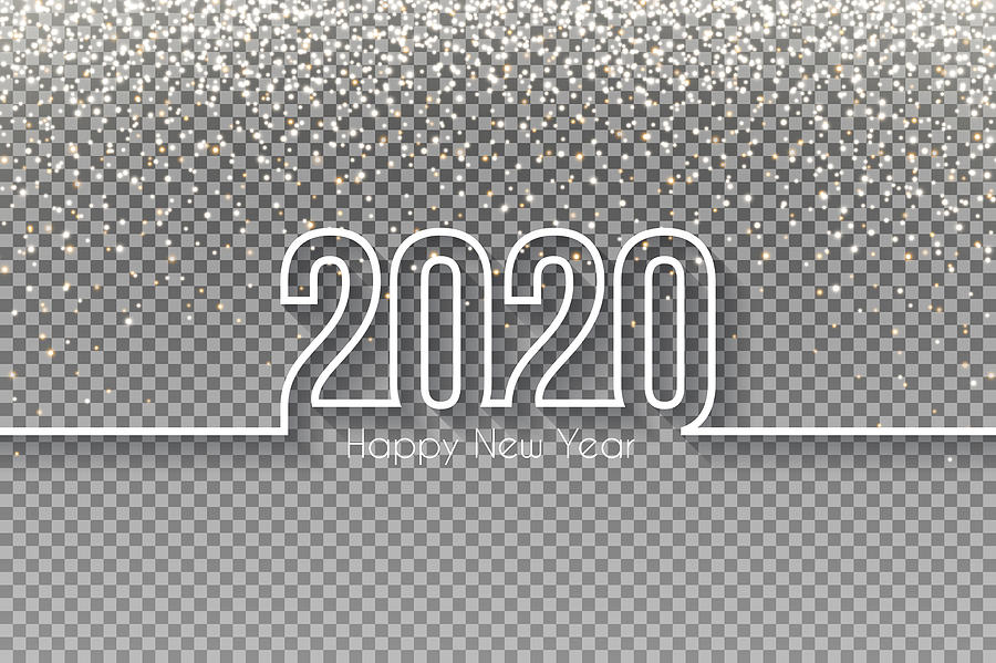 Happy new year 2020 Design with gold glitter - Blank Background Drawing by Bgblue