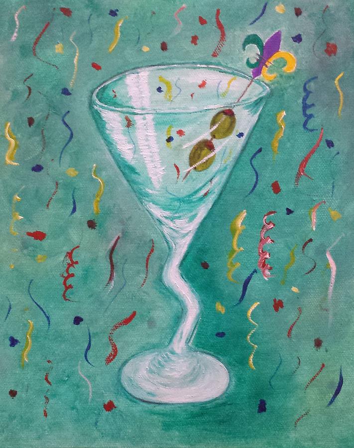 Martini Painting - Happy New Year by Judy Jones