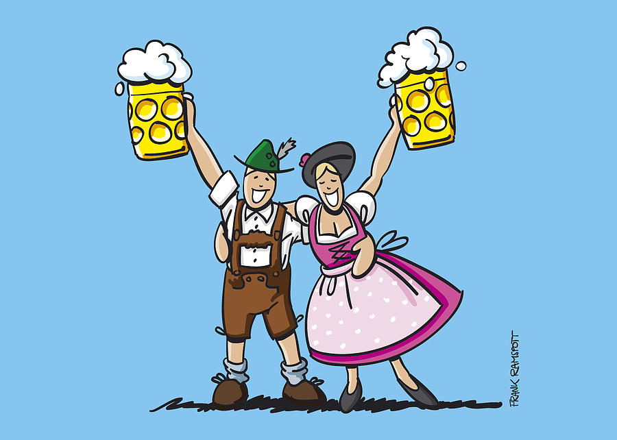 Munich Movie Digital Art - Happy Oktoberfest Couple Beer by Frank Ramspott