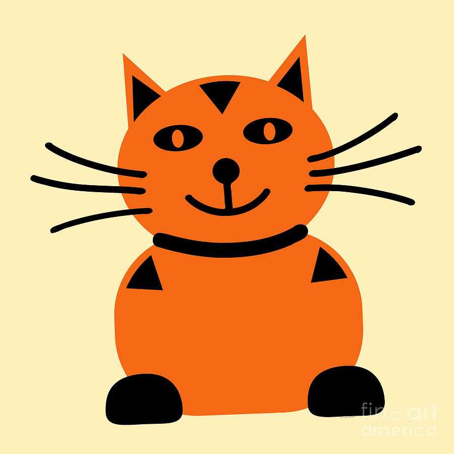 Happy Orange Cat Digital Art by Kent Lorentzen