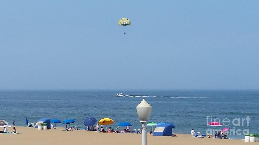 Happy Paraglider Over Virginia Beach Photograph by Paddy Shaffer