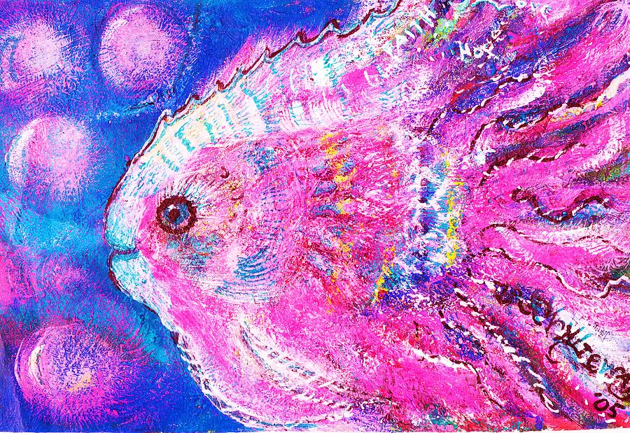 Fish Painting - Happy Pink Fish Version 2 by Anne-Elizabeth Whiteway