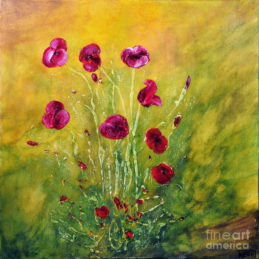 Flower Painting - Happy Poppies by Teresa Wegrzyn