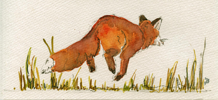 Red Painting - Happy red fox by Juan  Bosco