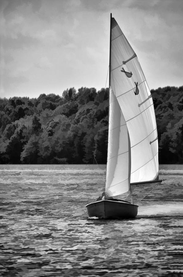 Happy Sailing Black and White Photograph by Sandi OReilly