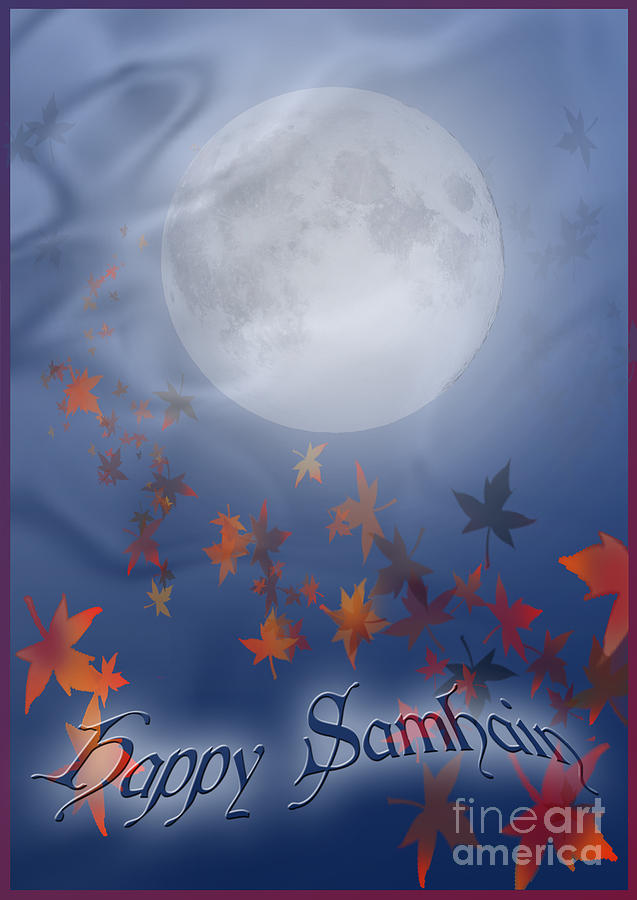 Happy Samhain Moon And Veil Digital Art